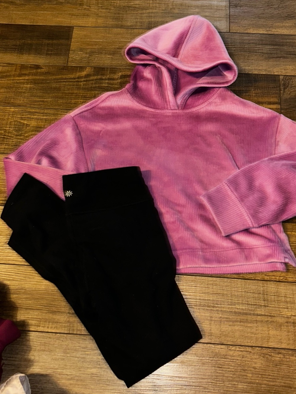 Girls athleta outfit with Pink Corduroy Hoodie